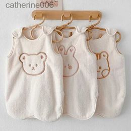 Sacos de dormir Coreano Bebê Meninas Veludo Pele Saco de Dormir Dos Desenhos Animados Urso Sem Mangas Colete Anti-chute Sleepsack Engrossar Pijamas Quentes para Meninos 1-4YL231225