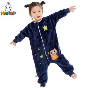 Michley Halloween cadeau hibou sac de couchage pour enfants sac de flanelle mignon épais pyjama chaud couverture portable vêtements ajustés 16T 231214