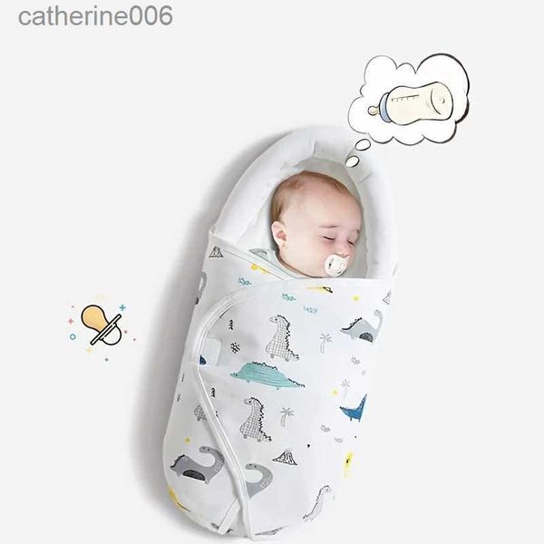 Sacs de couchage Couverture d'emmaillotage pour bébé nouveau-né avec motif de dessin animé enveloppe de sommeil pour bébé avec fonction de protection de la tête sac d'enveloppe pour pépinière pour bébé L231225