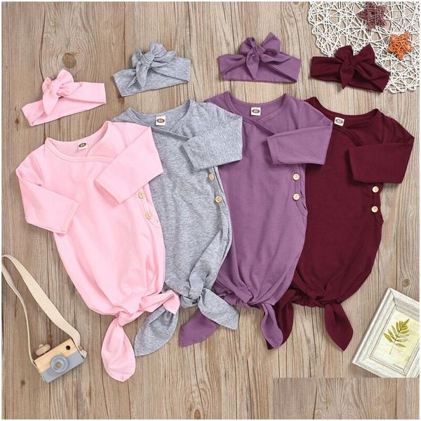 Sacs de couchage Nouveau-né Solide Rose Gris Rouge Slee Bébé Infant Dddle Sac Sack Chapeaux Coton Outfit Vêtements Drop Livraison Enfants Maternité N Dhppi