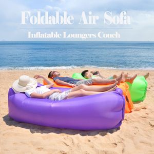 Sacos de dormir Sofá de aire plegable al aire libre Sofá de salón inflable Cama para dormir Camping Viajar Silla de playa Silla ultraligera impermeable 230323