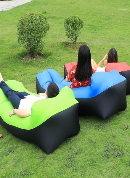 Bolsas de dormir Silla de playa de aire portátil al aire libre Sofá de camping inflable rápido Bolsa perezosa Chaise Lounge Cama Lounger9251517