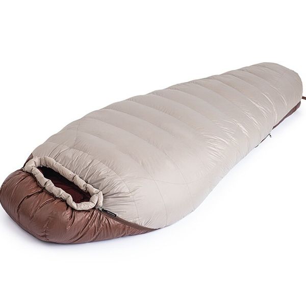 Sacs de couchage en plein air hiver momie canard vers le bas ultraléger Camping 4 saisons randonnée imperméable en Nylon Snowbird sac de voyage 230922