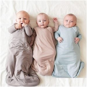 Slaapzakken Slee Bamboo Fiber Baby Zomertas zachte comfortabele ritssluiting Born Sleep Sack Mouwloos voor kinderen 230909 Drop Lever OT7J5