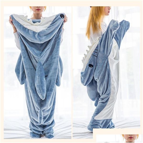 Slee Slee Grey Shark Onesies Adt Pajamas Cosplay Kigurumi Pajamas Cartoon disfraz de Halloween ropa de traje de dormir 230922 dhblo