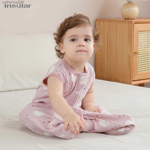 Sacos de dormir Chaleco sin mangas Saco de dormir para bebé Pijamas finos y transpirables de algodón Capullo antipatadas para recién nacido Saco de dormir Ropa de cama L231225