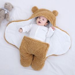 Sacs de couchage Doux né bébé Wrap couvertures bébé sac de couchage enveloppe pour né sac de nuit 100% coton épaissir cocon pour bébé 0-6 mois 230905