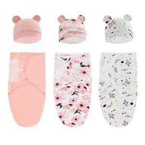 Slaapzakken Zacht Katoen Baby Inbakeren Mousseline Deken Pasgeboren Baby Wrap Dekens Tas Hoed Outfits Set