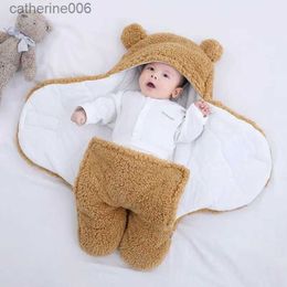 Sacs de couchage Doux nouveau-né couvertures enveloppantes pour bébé sac de couchage pour bébé enveloppe pour nouveau-né sac de nuit 100% coton épaissir cocon pour bébé 0-6 mois L231225
