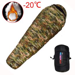 Sacs de Couchage Duvet de Canard Blanc Très Chaud Rempli Adulte Style Momie Sac de Couchage Fit pour Hiver Therma 3 Types d'Épaisseur Voyage Camping 230210