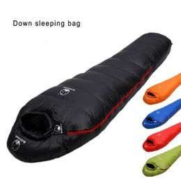 Sacos de dormir Saco de dormir estilo momia para adultos con relleno de plumón de ganso blanco muy cálido apto para invierno térmico 4 tipos de espesor Camping Viajes 231219