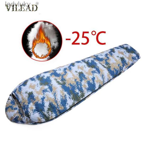 Sacos de dormir Vilead militar espesar momia saco de dormir invierno mantener caliente impermeable ultraligero edredón pato abajo camping equipos al aire libre L240111