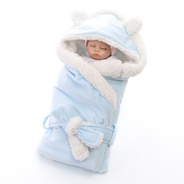 Sacos de dormir Cálido Terciopelo Fleece Swaddling Nacido Manta suave Juego de ropa de cama sólida Edredón de algodón Swaddle Wrap 221119