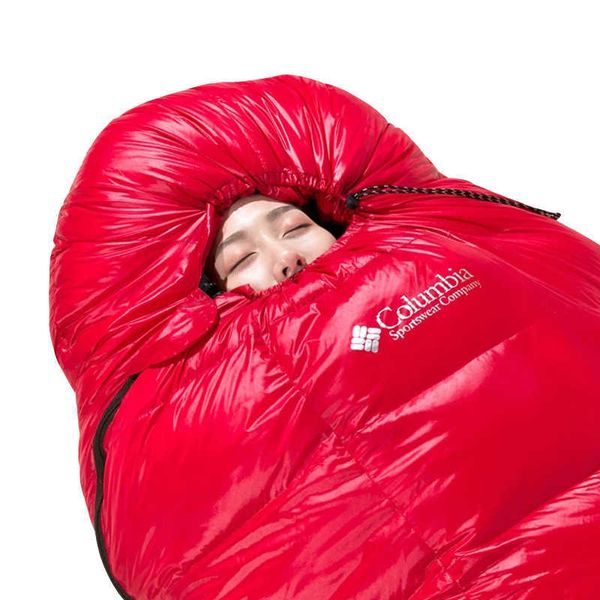 Sacs de couchage en duvet d'oie blanc camping en plein air ultra-léger garder au chaud double avec nylon portable T221022