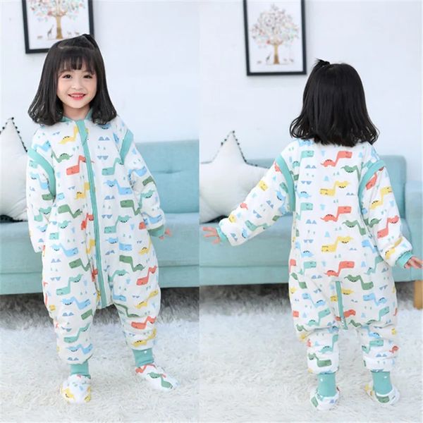 Sacos de dormir Saco de dormir para bebé de invierno con pies, manta portátil cálida de otoño, camisones de algodón para niños pequeños, saco de dormir para niños nacidos 231202