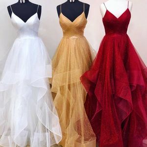 Sleeping Beauty Inspired Prom Dress 2020 Ballgown Glitter Birus Ruffled Pink Long Prom Town Open Back Real Picture Mouwloze Homecoming