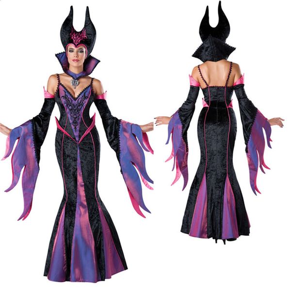 Disfraz de bruja durmiente, disfraz de Halloween para adultos, cuento de hadas, Reina, mascarada, belleza, brujería, vestido morado