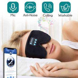Máscara para dormir 3D Eye Headset Diadema Suave Elástico Cómodo Auriculares de música inalámbricos con micrófono para durmientes laterales 220509