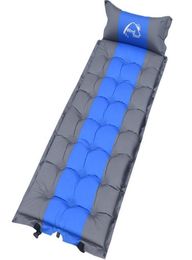 Tampon de sommeil célibataire en plein air Camping pliable ultralime automatique Airflating Air Mattress Sleeping Pad avec oreiller8730104