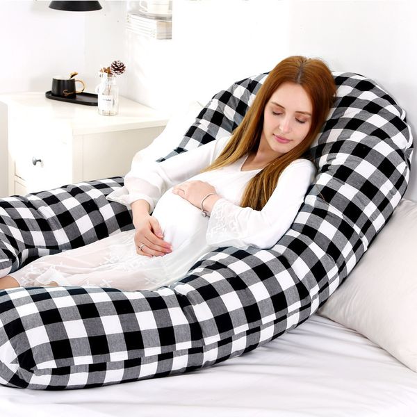 Oreiller de soutien de sommeil pour les femmes enceintes Oreiller de grossesse Full Body Coussin à carreaux Oreiller de grossesse Maternité U Shape dropship 201117