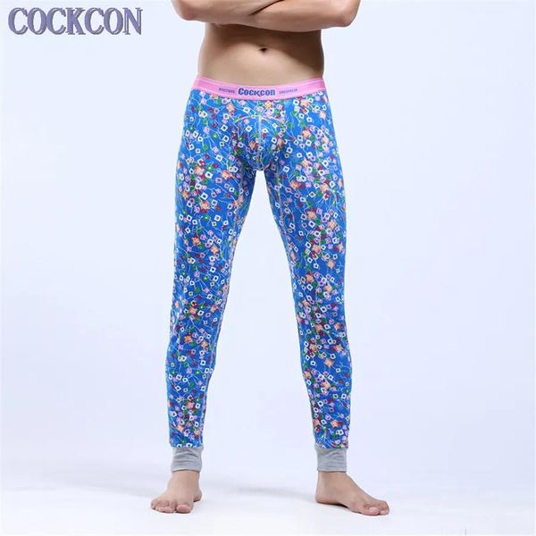 Vêtements de nuit COCKCON pantalons longs doux pour hommes pantalons thermiques motif en coton sous-vêtements imprimés 529