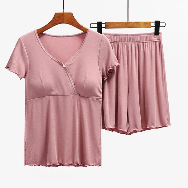 Fdfklak Modal mince maternité soins infirmiers vêtements de nuit costume grande taille sommeil salon porter des vêtements pour les femmes enceintes pyjamas de grossesse