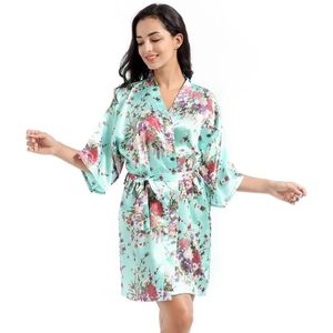 Vêtements de nuit imprimé fleur courte robe de nuit femmes cravate taille imitation soie Chemises vêtements de nuit chemise de nuit robe de salle de bain vêtements volonté et sable nouveau