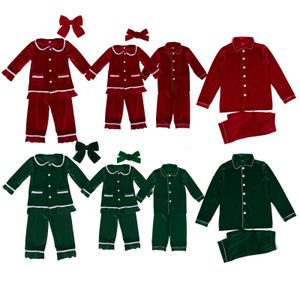 Slaapkleding kinderen kerstpyjama's matching jongensmeisjes pjs kinderen rood fluwelen pyjamas set pjs peuter kinderen winter pijama 240304