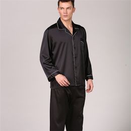 Slaapkleding mannen zwarte nachtkleding pyjama's met lange mouwen slapende pak voor mannen huiskleding zijden pyjama's voor mannen slaapkleding heren pyjama set lj201112