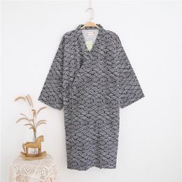 Slaapkleding heren katoenen gaas gewaad losse dunne stijl badjas japanse kimono slaapkleding heren kap gewaden vneck pyjama bad gewaad