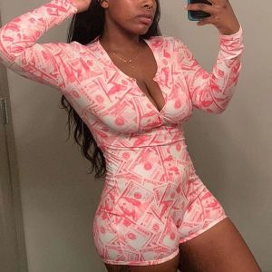 Nachtkleding Sexy Onesies voor volwassenen Nachtkleding Lange mouw V-hals Onesie Vrouwen Jumpsuit Lenceria Erotica Mujer Sexi Ondergoed Pama Romper