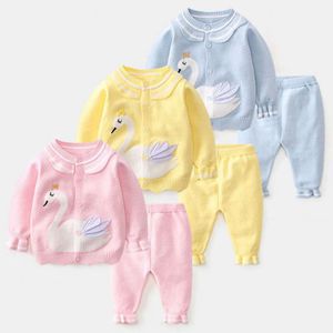 Slaapkledingpak Kids Huiskleding Nachtwear Volle mouw Gebreide meisjes Pamas Babykleding Sets L2405