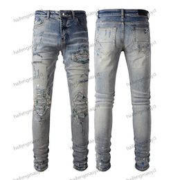 2J10 2023 Nuevas llegadas Diseñador de lujo para hombre amirlies amiiri imiri Denim púrpura AM2 Jeans Agujeros AM ami Pantalones Jean COOLGUY Biker Pantalones Hombre Ropa # 810GV2