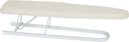 Mini tabla de planchar con funda, cubierta natural y acabado blanco, superficie de planchado de 4,5" x 20"