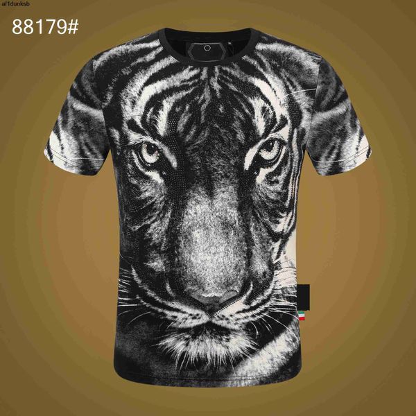 manches Philipps hommes dollar t-shirts hommes marque designer PLEIN ours ours crâne diamant brun t-shirt court tee oneck haute qualité crânes t-shirt t-shirts tops 22MVJV