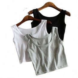 Sleevel U Croptops Summer Slim Render Court Top Débardeurs Solide Noir / Blanc / Gris Crop Tops Gilet Tube Top 3Color b4xS #