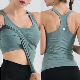 Mouwloze eb naar straattanktops yoga dames vest met gewatteerde bh-workout fiess atletic sport t-shirt