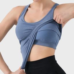 Mouwloze Ebb tot Straat Tank Tops Yoga Vrouwen Vest met Bh Workout Fiess Athletic LL-709 Sport T-shirt