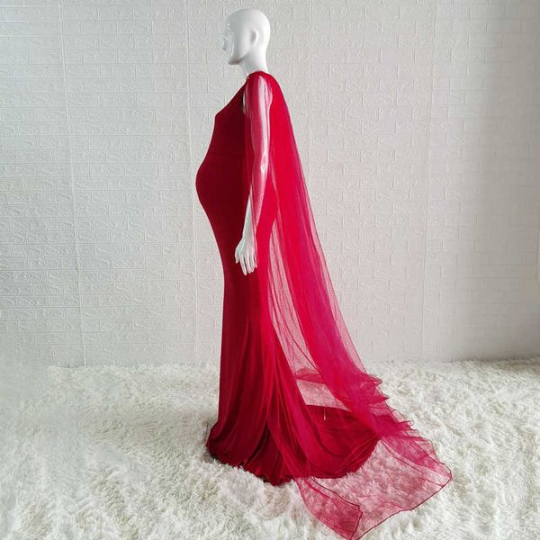 Robe longue de douche de bébé sans manches avec cape en tulle robe de femme enceinte pour séance photo photographie de maternité robe de sirène Y0924