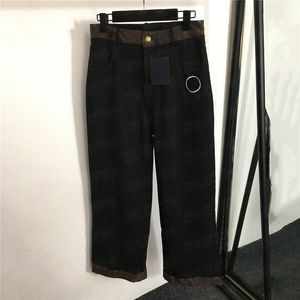 Pantalones vaqueros bordados clásicos para mujer, pantalones vaqueros rectos, pantalones vaqueros de diseñador, ropa de pantalón largo para mujer