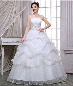 Mouwloze strapless kant trouwjurk baljurk formele gelegenheid jurk veter-up rug bruids jurk