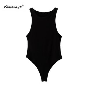 Mouwloze zomer sexy bodysuit vrouwen uit schouder wit basis body top casual streetwear bodysuits zwarte tops 210521