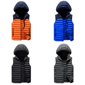 Veste d'hiver sans manches hommes mens pour hommes chauds à capuche épaisses manteaux à coton mâle