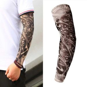 Mouwtelet arm mouwen 16 modieuze tattoo mouwen heren heren nep tijdelijke arm uisex warmer elastische UV -bescherming koele printing zon punk Q240430