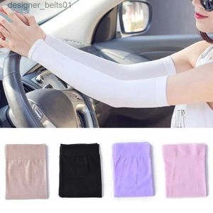 Mouwloze armmouwen 1 paar Ice Sleeve Arm Cover Heren Dames Armmouwen Zomerzon UV-bescherming Outdoor Driving Arm Cover Effen Kleur Morsmouw CuffL231216