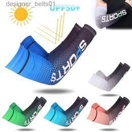 Mouwloze armmouwen 2 stuks Heren Zon UV-bescherming Ijszijde Lange mouw Cover Armmouwen Zonnebrandcrème Outdoor Arm Cool Sport Fietsen HandbeschermerL231216