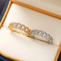 Mouwtelet arm mouwen Nieuwe bling link ontwerp Dames trouwring zilver/gouden bloemenvinger feestverklaring sieraden Q240430