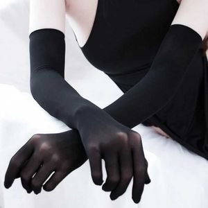 Mouwtelet arm mouwen sexy kant dunne transparante holle ademende lange handschoenen naadloos hoge elastische massief dames witte zwarte sokken q240430