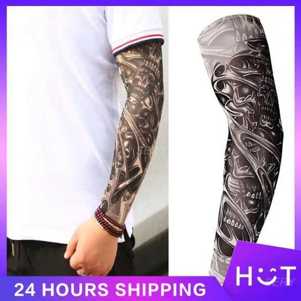 Mangas de mangas de brazo maniógrama fácil de deslizar la cubierta de brazo protectora de tatuaje en 3D UV utilizado para el patrón deportivo al aire libre Damaged Fashionable Q240430