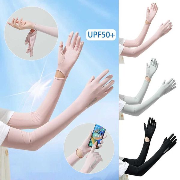 Manches à manches Soules de bras UPF50 + Five Finger Bras Slevés pour protection solaire Breathabilité des gants à écran tactile à la chaleur Sports extérieurs et fonctionnement du Q240430